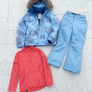Roxy girls ski snow set coat jacket pants fleece size 10 medium